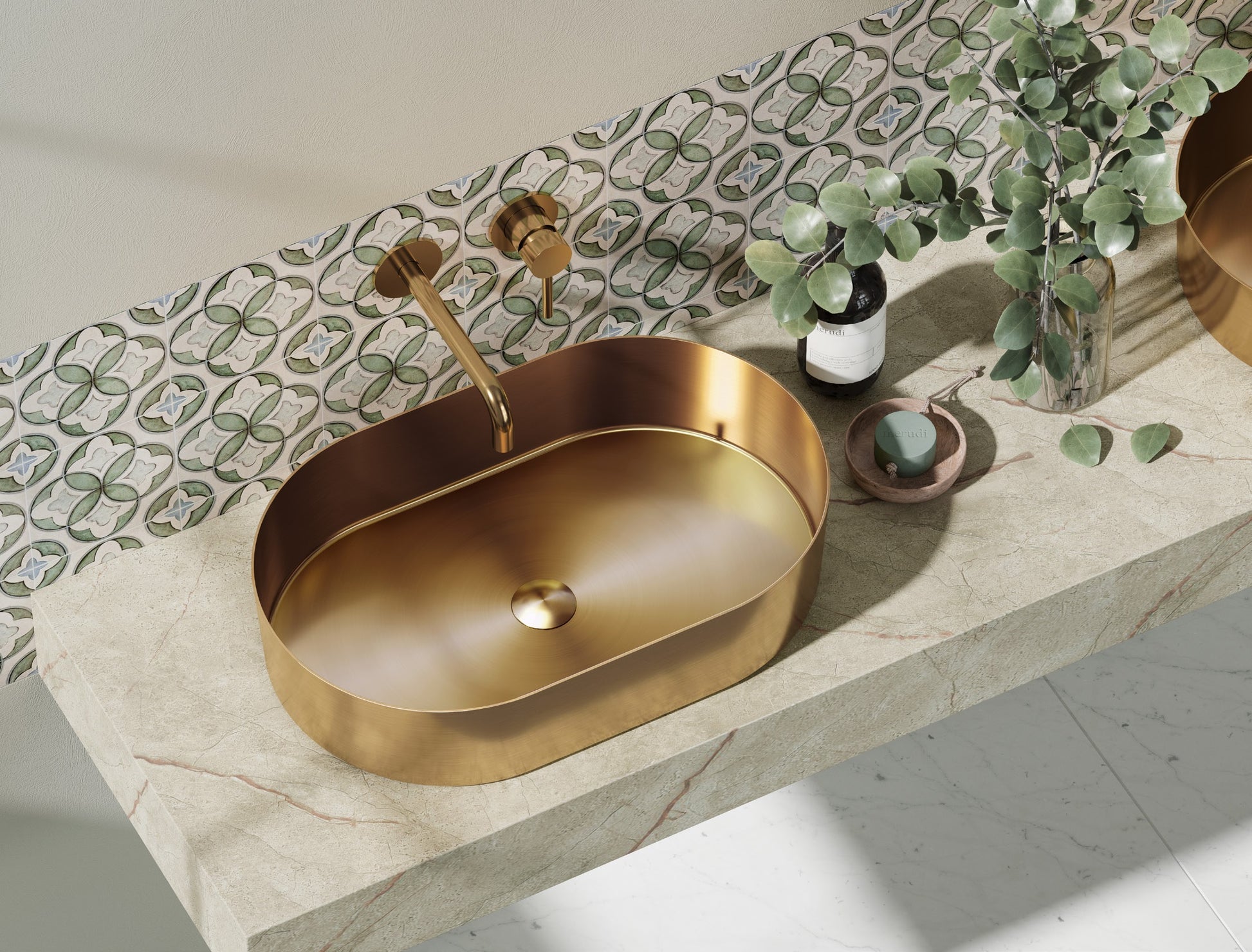 Неръждаема мивка Jupiter Rose Gold 55х35 см. розово златна PVD мивка за баня, онлайн магазин за обзавеждане за бани KERANOVA
