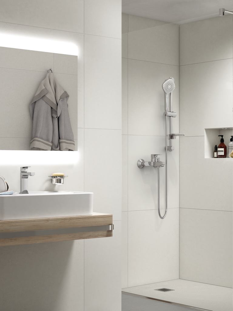 Смесител за вана/душ Esla - Ideal Standard хром, стенен ванен смесител с душ гарнитура, онлайн магазин KERANOVA