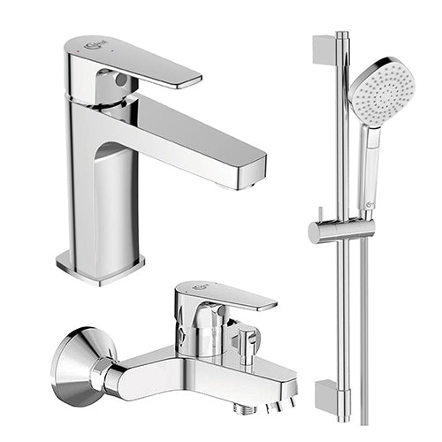 ESLA КОМПЛЕКТ 3 В 1 - Ideal Standard хром комплект смесители за мивка и вана с ръчен душ за онлайн магазин KERANOVA