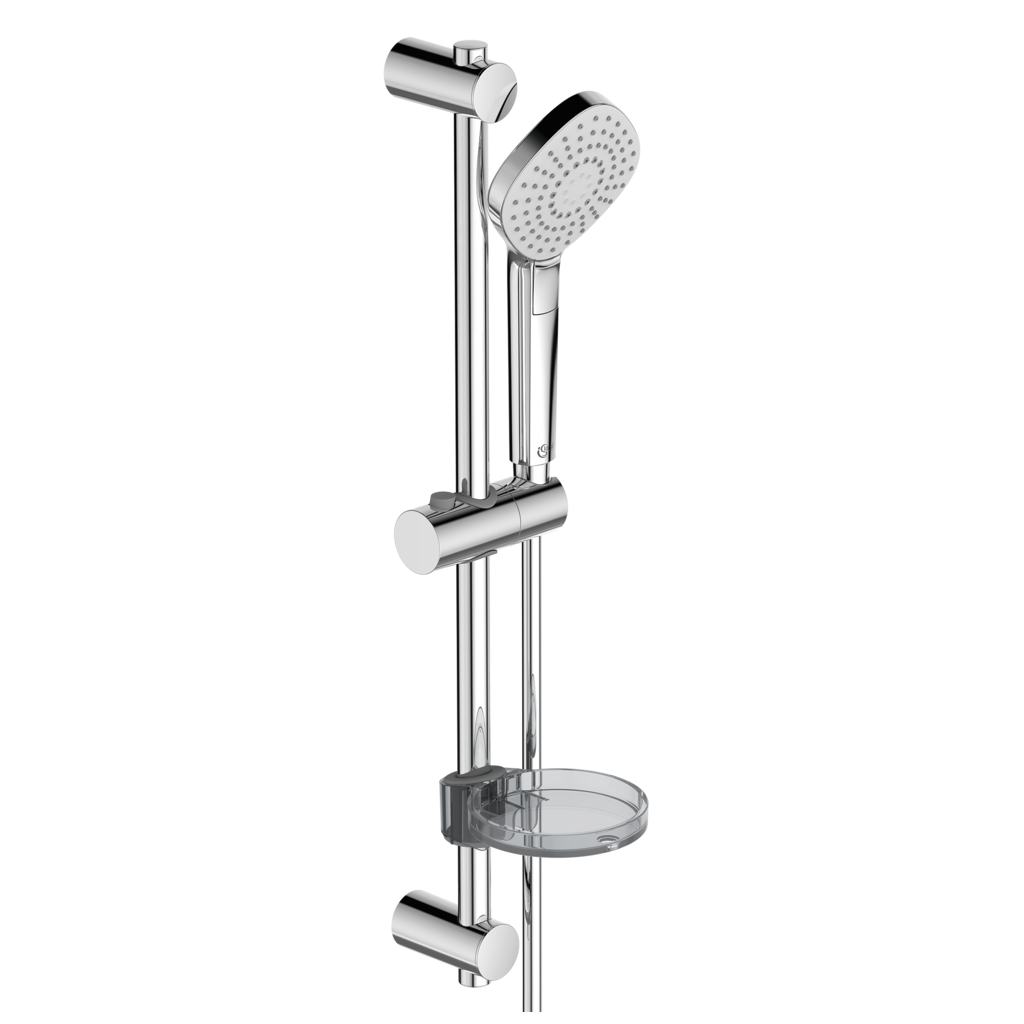 ESLA КОМПЛЕКТ 3 В 1 - Ideal Standard хромирана тръбна душ система с ръчен душ, дръжка и сапунерка за онлайн магазин KERANOVA