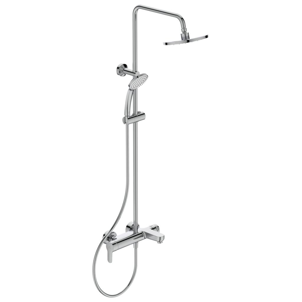 Душ система с чучур Cerafine O - Ideal Standard, хромирана стена смесителна система с 200mm душ глава и ръчен душ, KERANOVA онлайн магазин