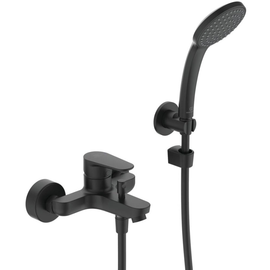 Смесител за вана/душ Cerafine O Silk Black - Ideal Standard черен матов комплект смесител и ръчен душ за баня KERANOVA