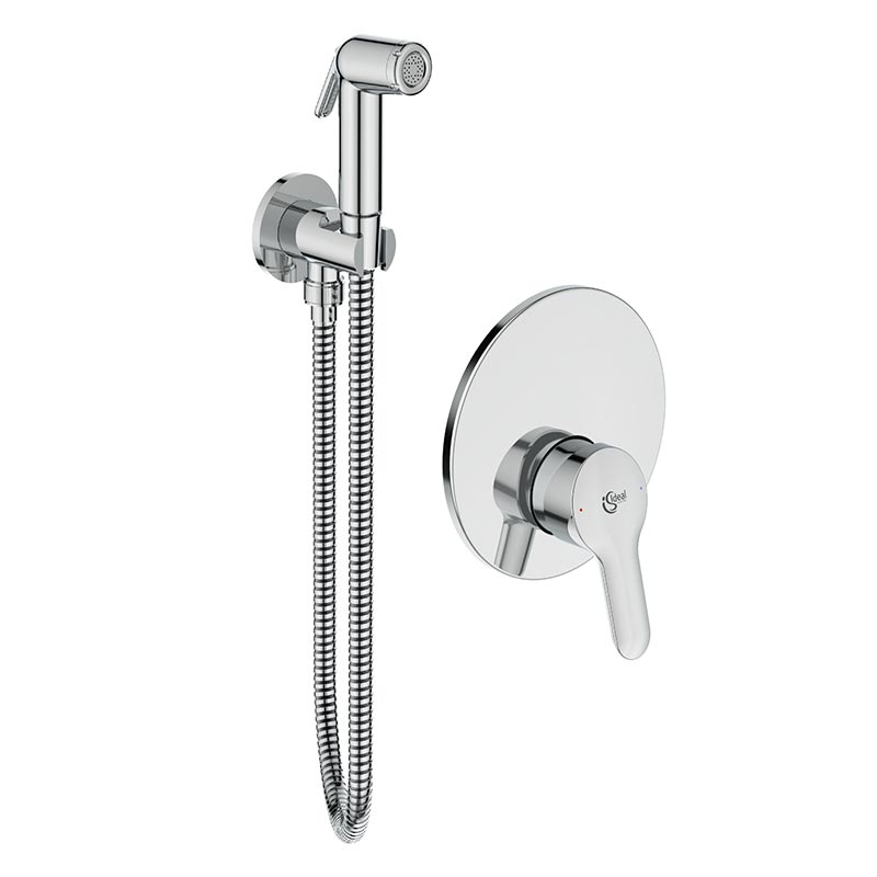 Хигиенен комплект за вграждане Alpha - Ideal Standard хром, ръчен хигиеничен душ Idealspray с шлаух и вграден смесител