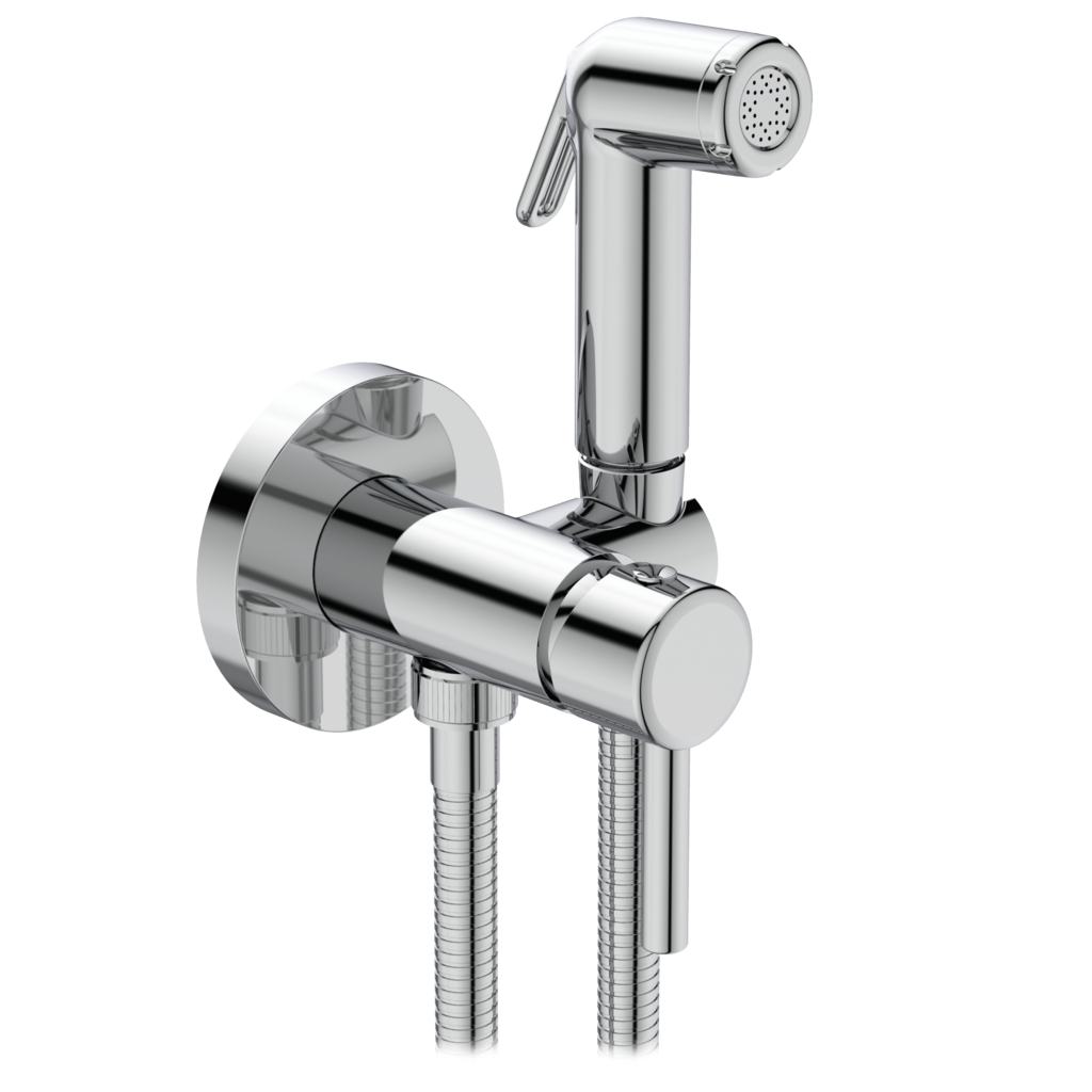 Хигиенен комплект IDEALSPRAY - Ideal Standard хигиенен душ с метален шлаух, хромирано покритие, стенен държач за баня KERANOVA
