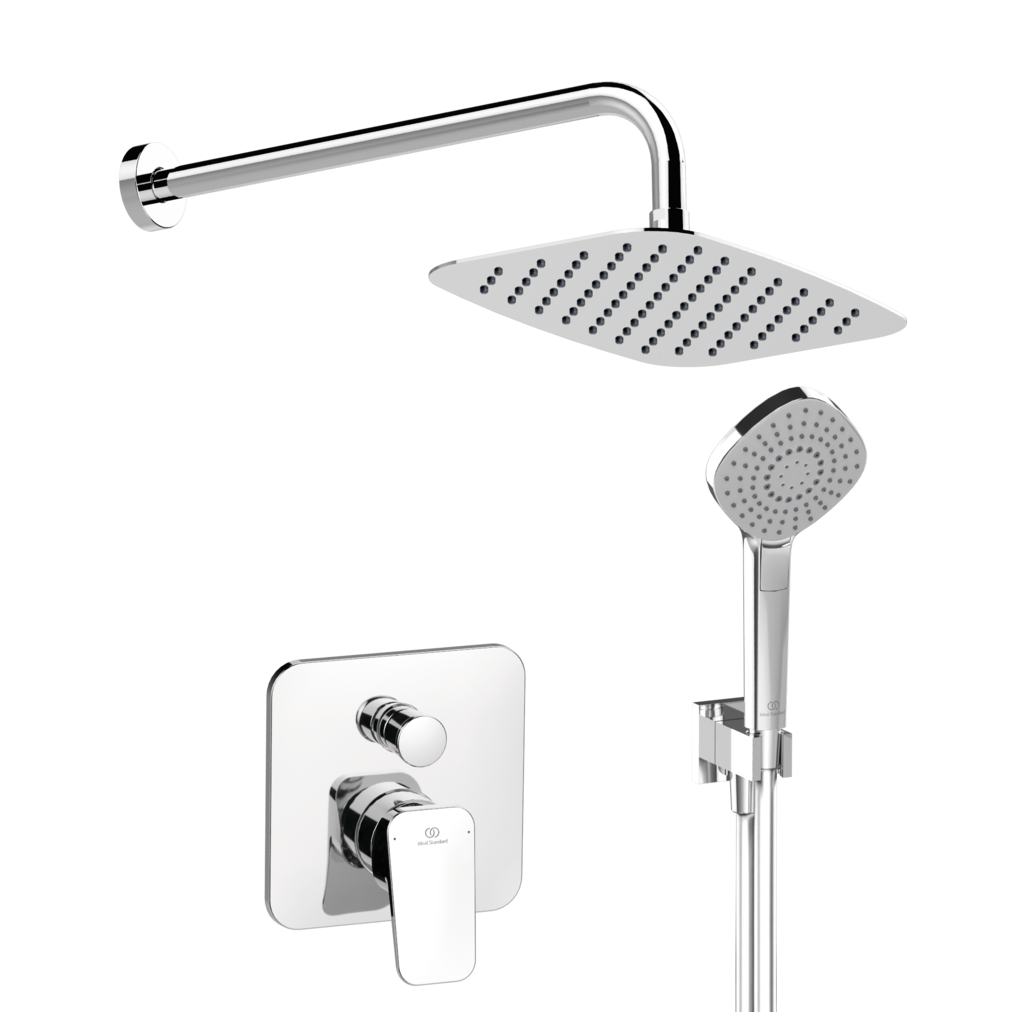 Комплект за вграждане Ceraplan - Ideal Standard хром душ комплект с правоъгълна глава и ръчен душ онлайн магазин KERANOVA
