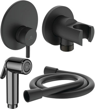 Хигиенен комплект Ceraline Silk Black - Ideal Standard: черен санитарен душ, ръчен душ, държач и маркуч за баня KERANOVA