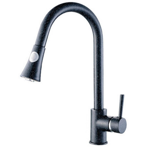 Кухненски смесител Daru Black Granite изтеглящ - Laveo, едноръкохватков черен гранит, изтеглящ душ, онлайн магазин KERANOVA