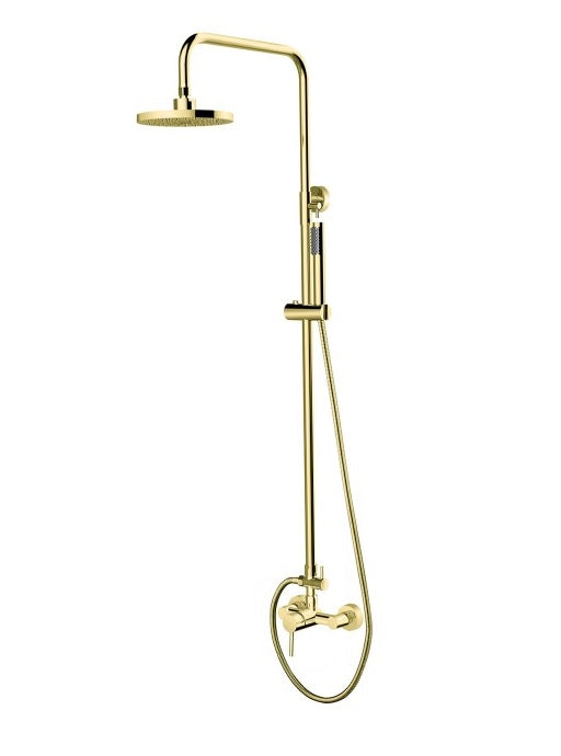Душ колона Decco Illusion Gold - златиста телескопична душ колона 106-144 см с душ пита Ф20 см и ръчен душ, KERANOVA онлайн магазин