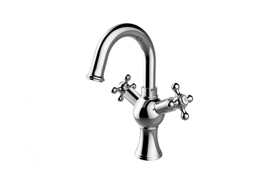 Смесител за мивка Retro II хромен, керамичен механизъм, класически ретро дизайн - онлайн магазин за обзавеждане за бани KERANOVA