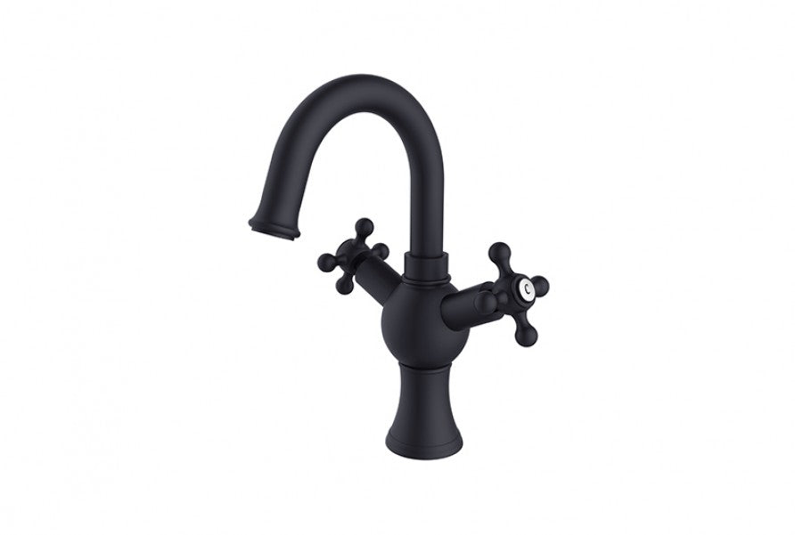 Смесител за мивка Retro II Matt Black черен мат, керамичен механизъм, онлайн магазин за обзавеждане за бани KERANOVA