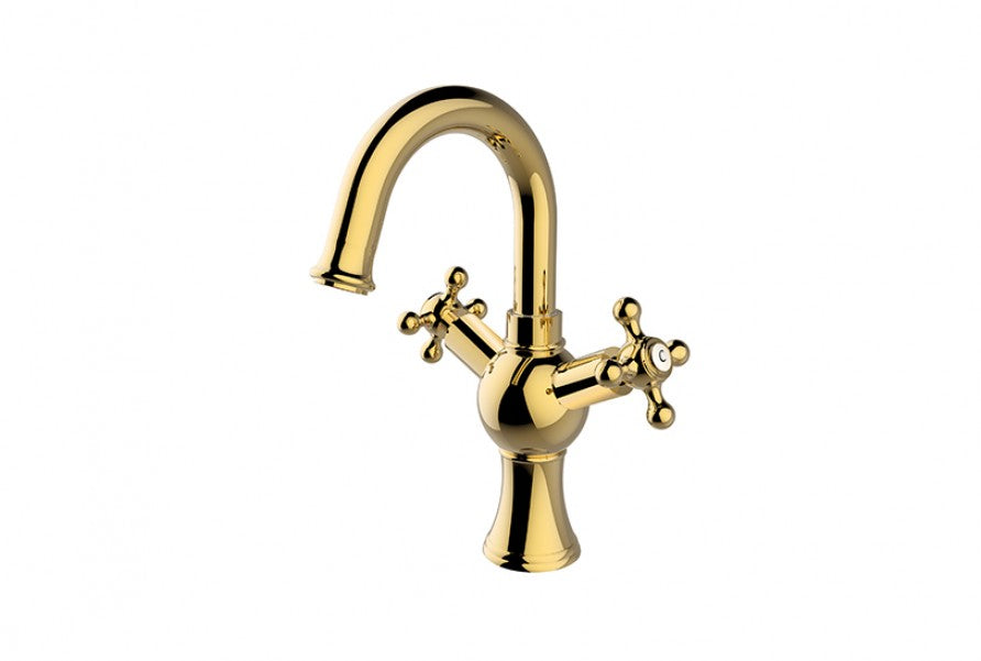 Смесител за мивка Retro II Gold златен гланц, керамичен механизъм — онлайн магазин KERANOVA, 5 години гаранция