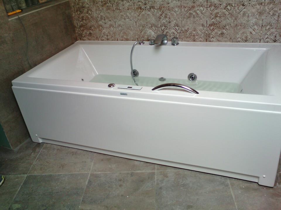 Хидромасажна вана Berlin Duo 180x80 см. бяла правоъгълна вана с тесни бордове и джетове за хидромасаж — онлайн магазин за обзавеждане за бани KERANOVA