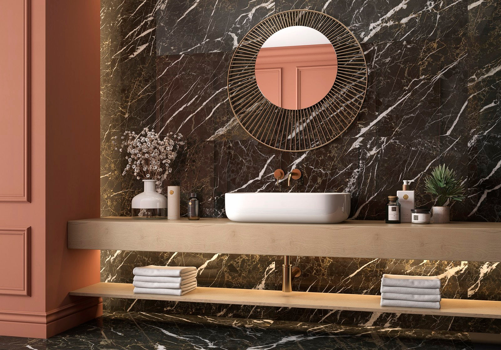 Black Mystic Cicogres матов гранитогрес за баня в модерна луксозна визия, KERANOVA онлайн магазин