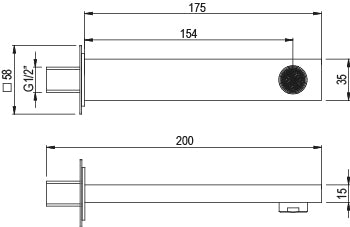 Вградена душ система с чучур Bold - Aquagrif схемa монтажни размери чучур 200 мм за онлайн магазин KERANOVA