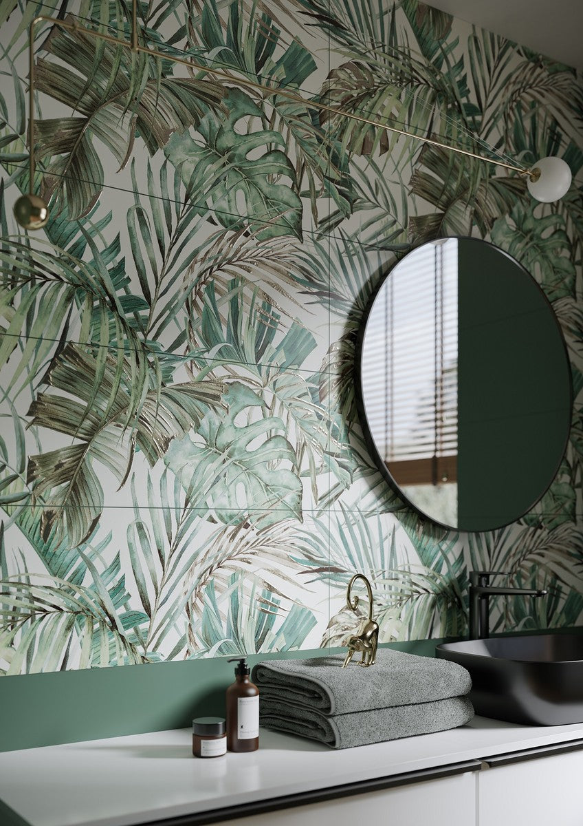 Calacatta Silver 29x89 Cersanit калибровани плочки за баня с тропически декор в онлайн магазин за обзавеждане за бани KERANOVA