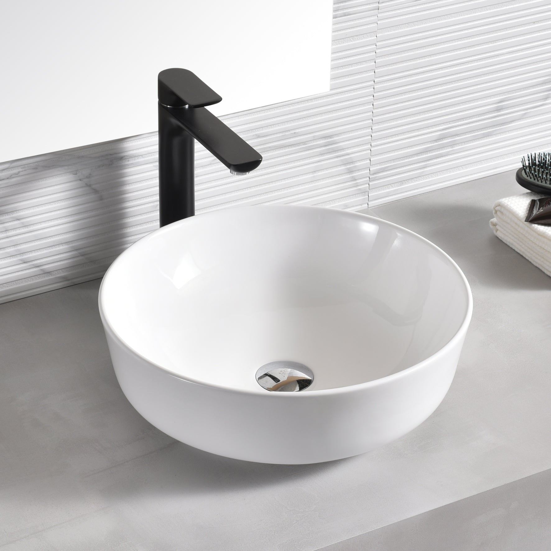 Купа ICB 875W Ф41,5 см. дизайнерска мивка за монтаж върху плот в онлайн магазин KERANOVA