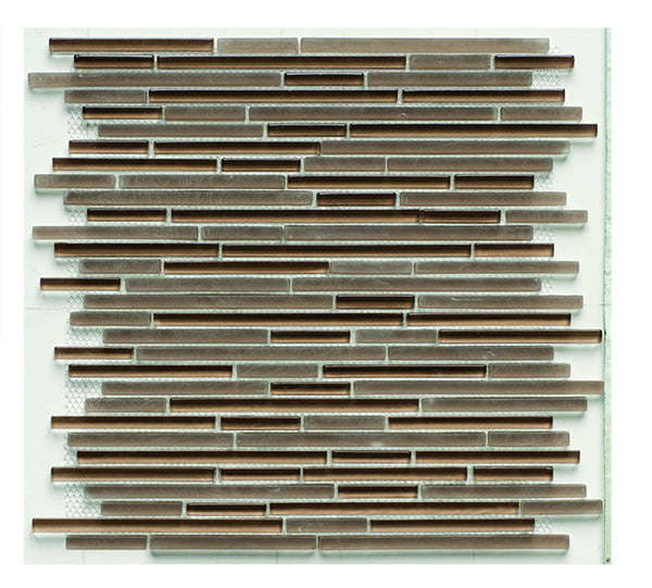 Glass Mix Strip Mosaic BROWN 29,8х30,5 см. - Стъклена мозайка кафява лента 0,8x0,8 см за баня KERANOVA