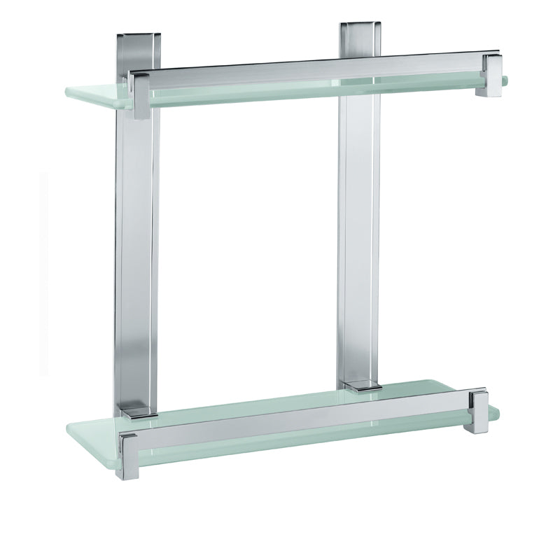 G-Cloud етажерка 30 см. - двойна, стъклена баня етажерка от алуминий и стъкло, онлайн магазин KERANOVA