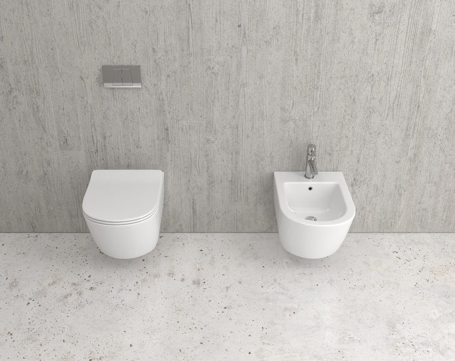 Конзолна тоалетна Sorrento Rimless бяла, стенен монтаж, онлайн магазин за обзавеждане за бани KERANOVA