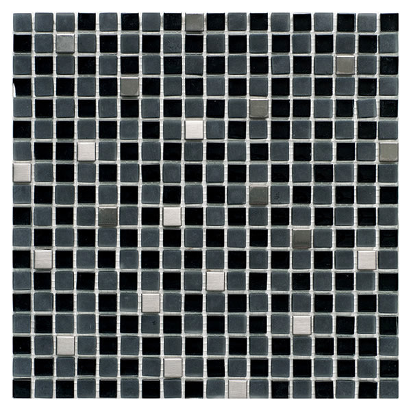 Glass & Inox Mix Mosaic BLACK 30,5х30,5 см. - черна стъклена мозайка 30,5х30,5 см за баня от KERANOVA, артикул CMK8150104