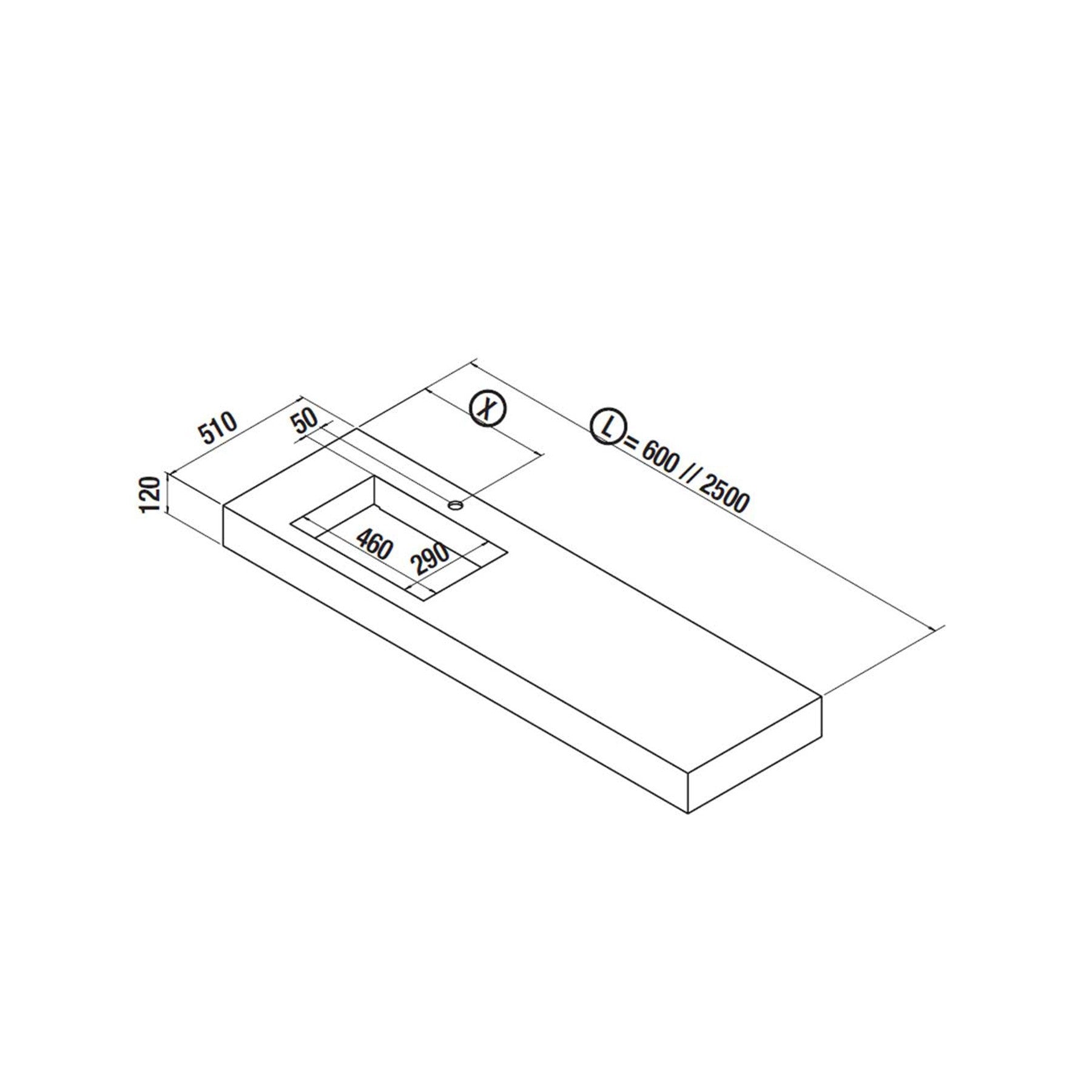 Плот Compakt с излято корито в 5 различни декора — технически чертеж и размери за онлайн магазин за обзавеждане за бани KERANOVA