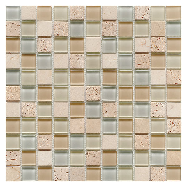 Glass & Stone Mix Mosaic CREAM 30х30 см. - стъклена мозайка 30x30 см за баня, KERANOVA онлайн магазин
