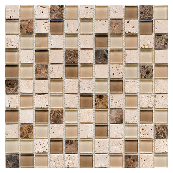 Glass & Stone Mix Mosaic BEIGE 30х30 см. - стъклена и каменна мозайка 30x30 см за бани, артикул CTK8250102 в онлайн магазин KERANOVA