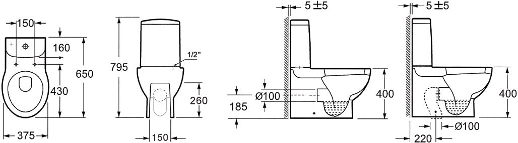 Моноблок Aphro от искрящо бял порцелан с изчистен дизайн, седалка със забавено падане – онлайн магазин KERANOVA
