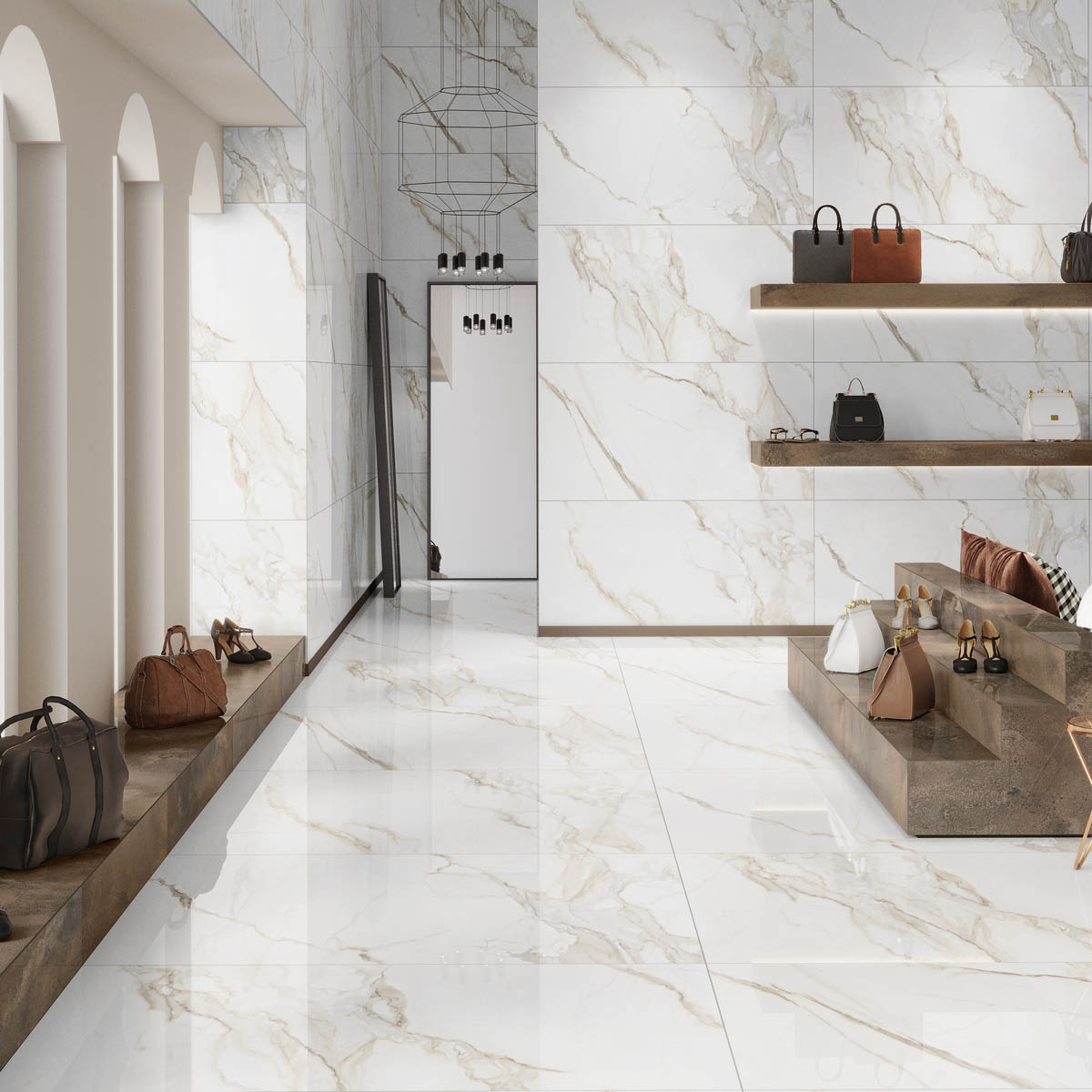 Calacatta Aura Brown Polished 60x120 - Lavarock полирани гранитогресни плочки в баня, онлайн магазин KERANOVA