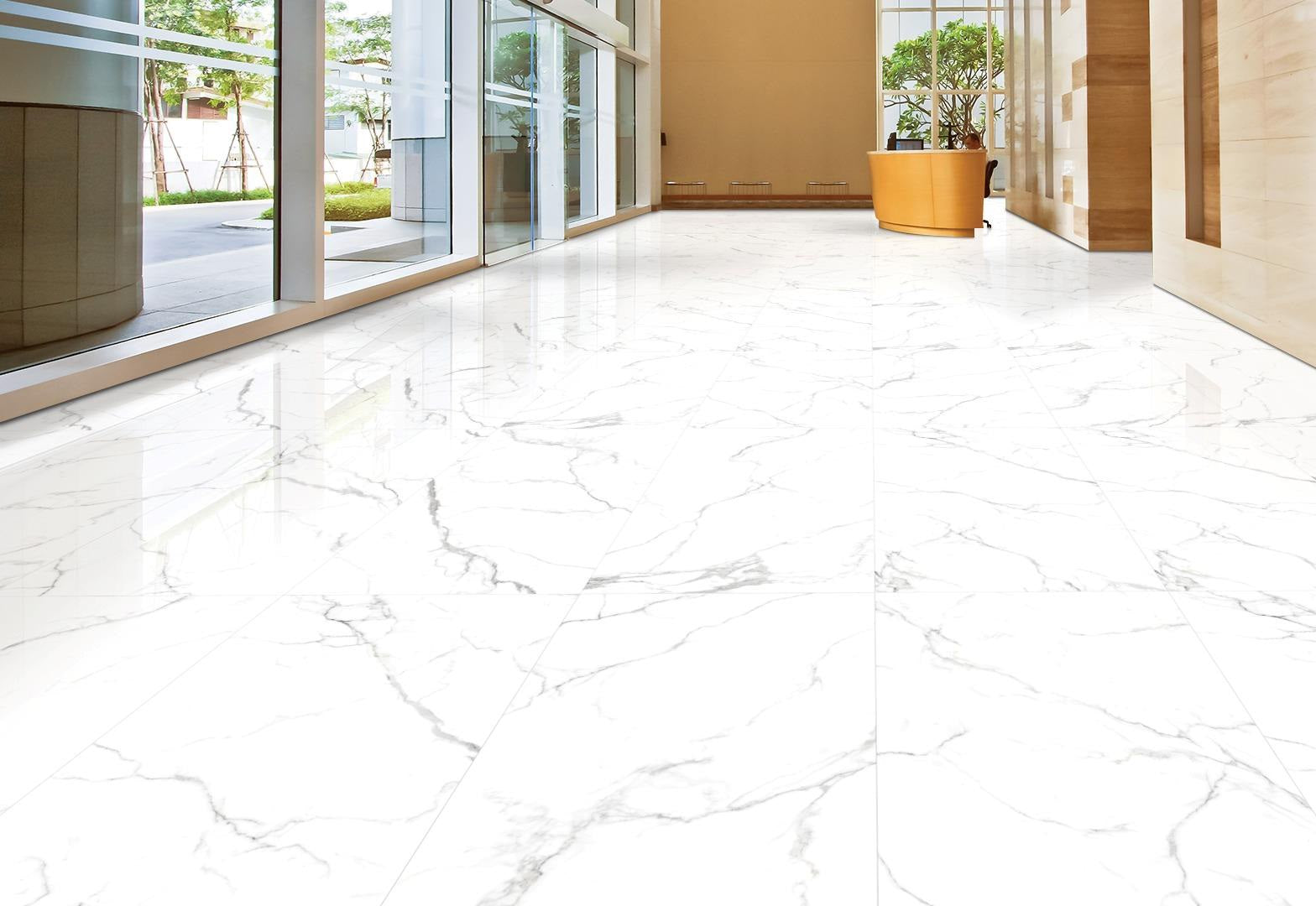 Carrara New Oslo Polished 60x120 полиран гранитогрес в интериор - онлайн магазин за обзавеждане за бани KERANOVA