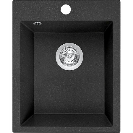 Кухненска мивка Chichi 39х48 см. - 2 цвята. Гранитна кухненска мивка Chichi в черно или беж, за шкаф 40 см, дълбочина 19 см, клик сифон