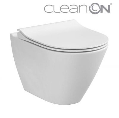 Тоалетна без ръб City Clean ON Cersanit снежнобяла тоалетна чиния с капак и седалка, технология Clean ON, онлайн магазин KERANOVA