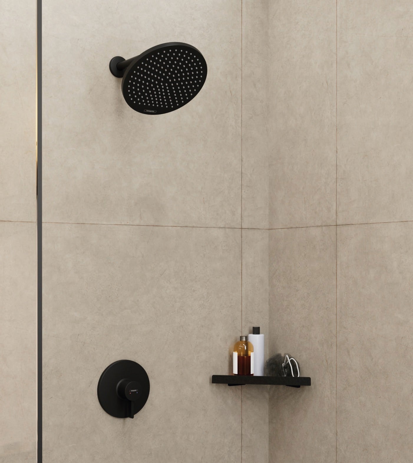Hansgrohe Vernis Blend Black Matt вграден комплект - черен мат душ пита, смесител и ръчен душ в черен мат за баня - KERANOVA