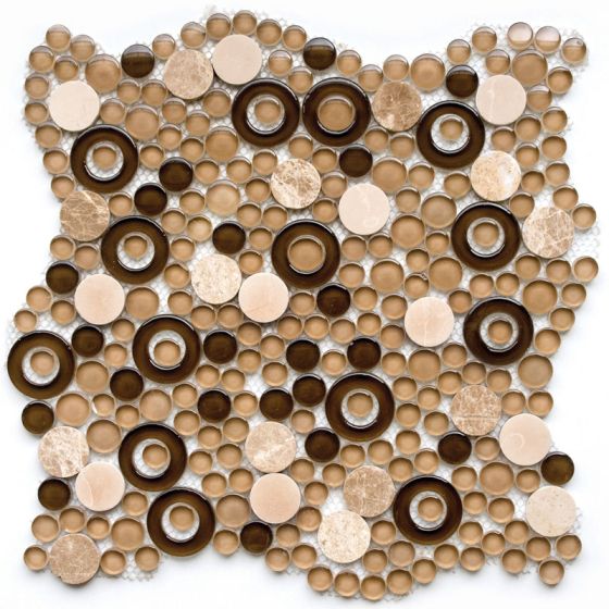 Стъклена мозайка D03 кафява комбинация стъкло и естествен камък лист 30x30 см онлайн магазин KERANOVA
