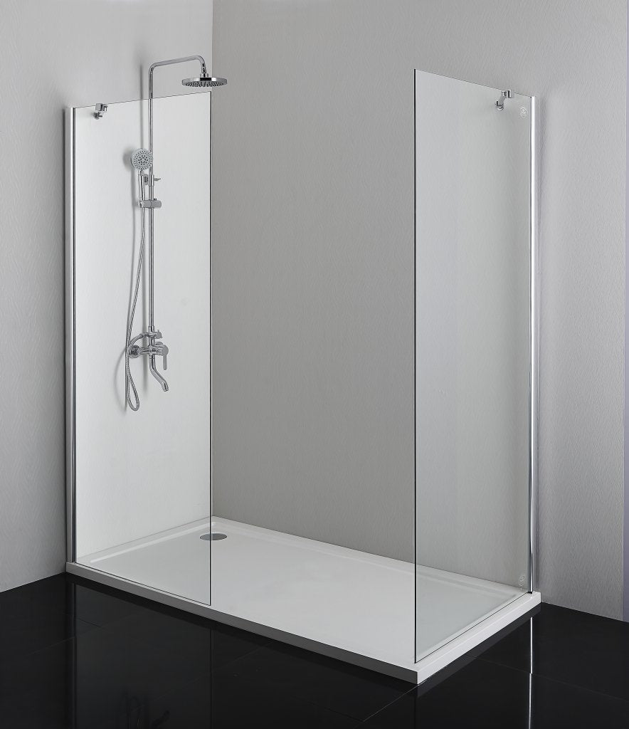 Стъклена преграда Smartflex 80 см. – неподвижен 6мм прозрачен параван за баня с хромиран профил и държач, регулиране 76.5-78.5 см, височина 195 см, KERANOVA