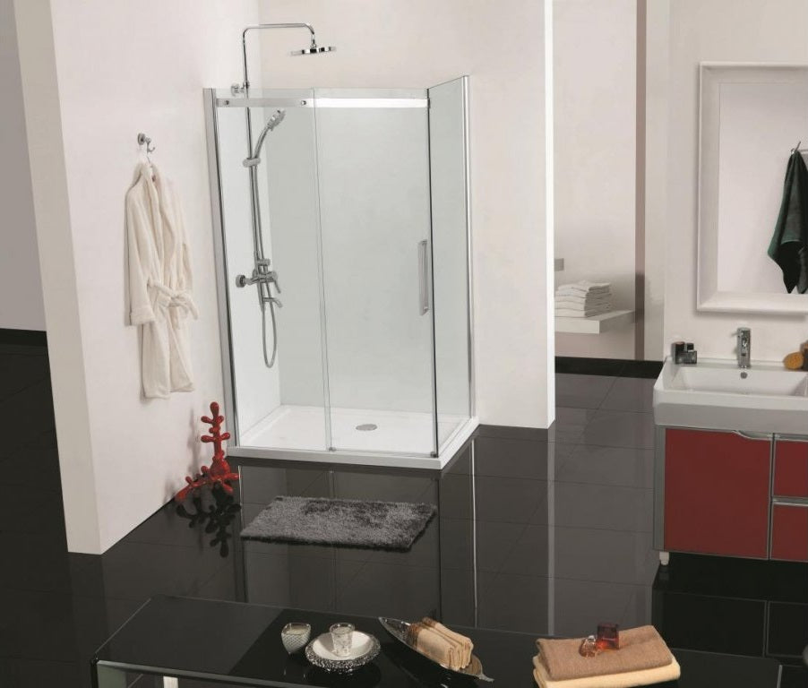 Душ кабина Elegance 1 90х120 см. – луксозна 90x120x195 см душ кабина с едно плъзгащо и две стационарни 6 мм стъкла за KERANOVA онлайн магазин