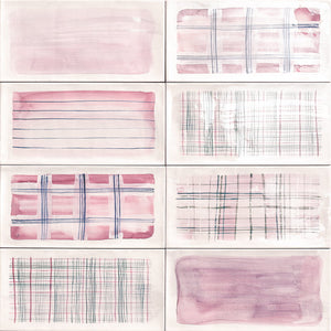 DECO AQUAREL PINK 15x30 декоративна розова акварелна плочка с различни шарки клетка и райе за онлайн магазин за обзавеждане за бани KERANOVA
