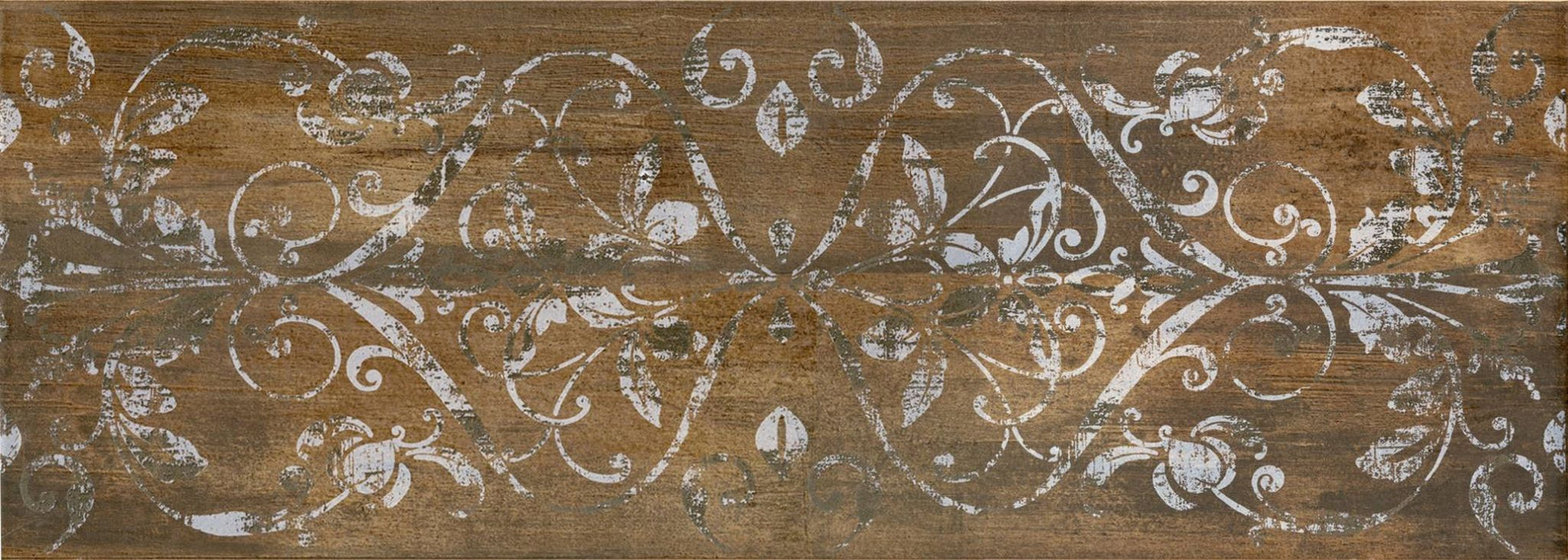 Decorado Pipa Cuero 25x70 декоративна плочка с кафяв винтидж флорален мотив за баня от онлайн магазин за обзавеждане KERANOVA
