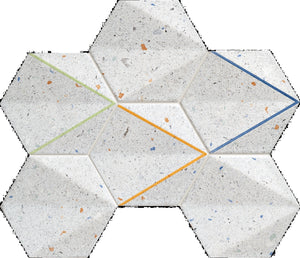 Dots Grey Mosaic 22.1x29.8 шестогранни сиви мозайки с цветни акценти за онлайн магазин за обзавеждане за бани KERANOVA