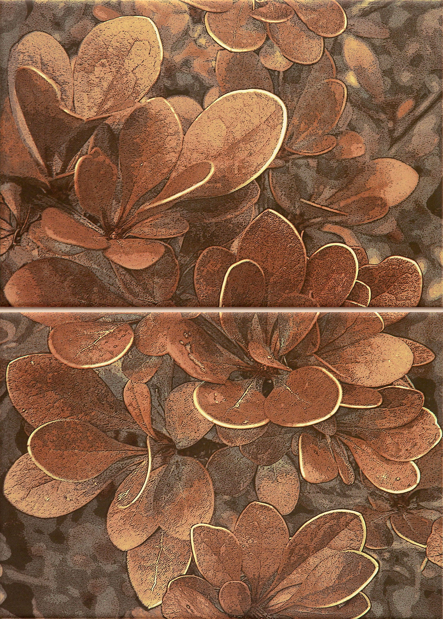 Berberis Decor 50x36 /цена за комплект/ декоративни плочки с кафяв флорален релефен дизайн от онлайн магазин за обзавеждане за бани KERANOVA