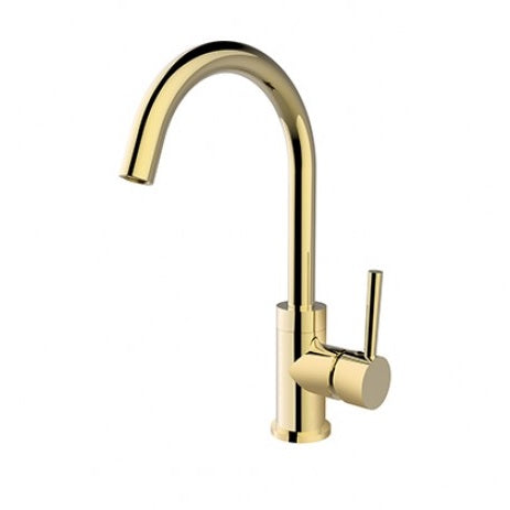 Висок смесител Decco Illusion Gold златен керамичен механизъм, модерен дизайн за мивка купа - онлайн магазин за обзавеждане KERANOVA