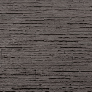 Dune Black 109104 черна декоративна каменна плочка за баня от KERANOVA, текстура на хоризонтални слоеве