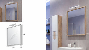 огледало Дърбан 60 см. - огледало за баня с дървена рамка, LED осветление, онлайн магазин за обзавеждане KERANOVA