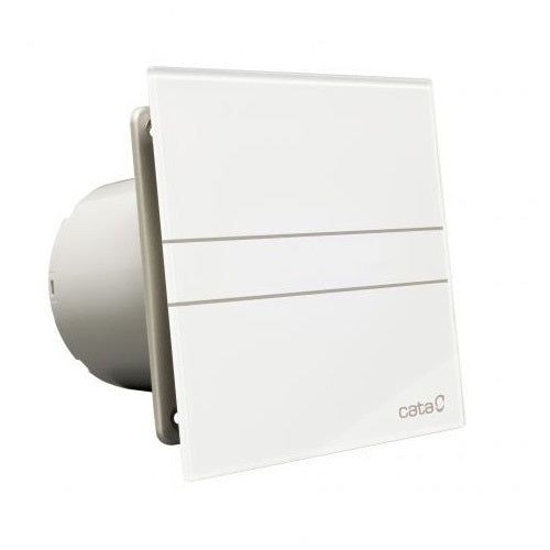 Alt Tag: Cata E-100 Glass бяло стъкло луксозен вентилатор за баня с бял стъклен панел, тих, 100 мм, от Испания, KERANOVA онлайн магазин