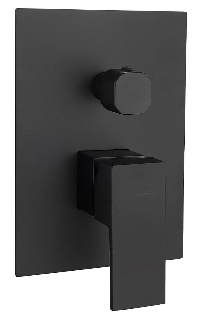 Комплект Delos Nero - Praxis Rubinetterie вграден смесител за душ черен мат, модерен квадратен дизайн за онлайн магазин KERANOVA
