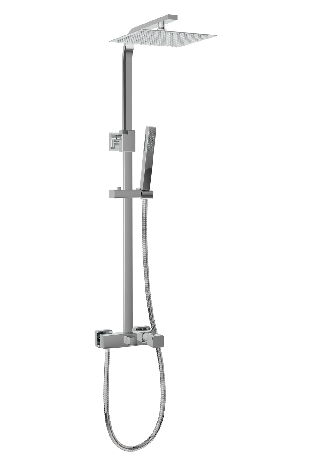 Душ колона QB - Aquagrif телескопична 78-143 см, месингов смесител, регулируема поставка, ръчен душ и 25x25 см метална пита – KERANOVA онлайн магазин