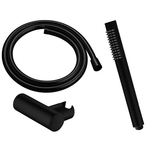 Смесител за вана и душ Evo Matt Black - черен мат аксесоари: душ слушалка, маркуч и стенен държач за баня KERANOVA