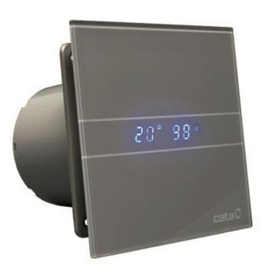Cata E-100 GSTH сиво стъкло и дисплей луксозен вентилатор за баня с дисплей, датчик за влажност, таймер – KERANOVA