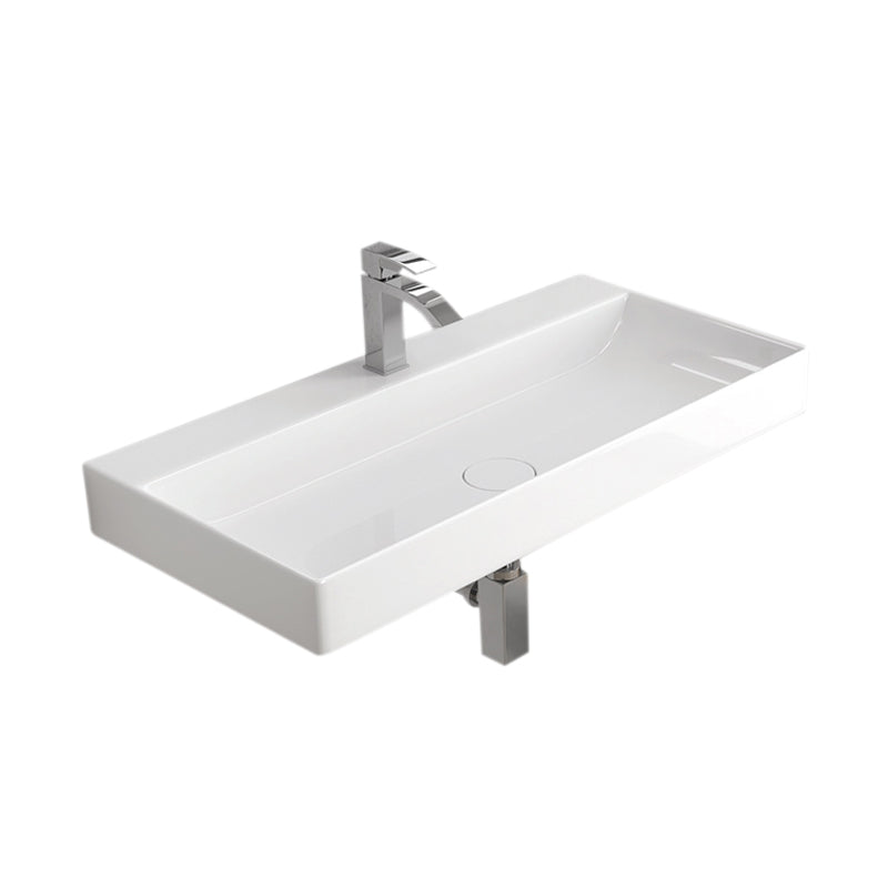 Мивка Edge 90х45 см. порцеланова бяла за стена/плот, отвор за смесител, онлайн магазин KERANOVA
