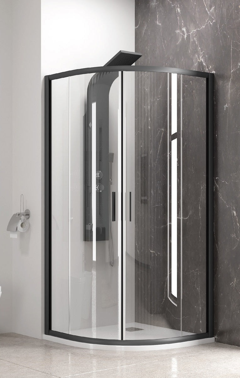Душ кабина Efe 200 Nero - 80x80 см. с черен алуминиев профил, 5 мм закалено стъкло, магнитни уплътнения и easy clean система - KERANOVA онлайн магазин